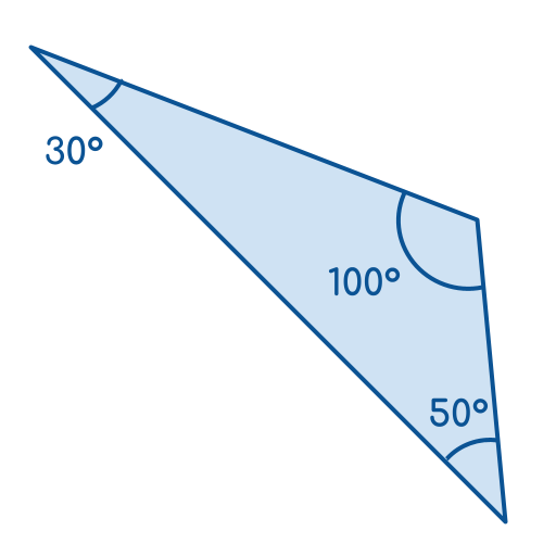 Triangle with angles 100°, 50°, 30°